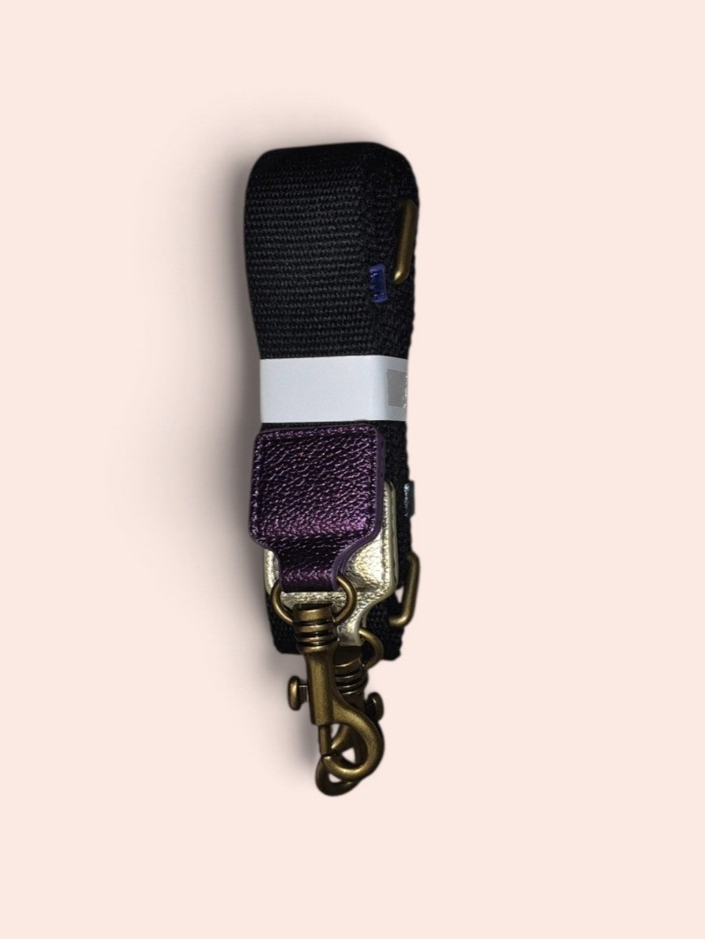 Kurt Geiger Black Webbing Crossbody Strap with Metallic Purple Accent